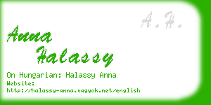 anna halassy business card